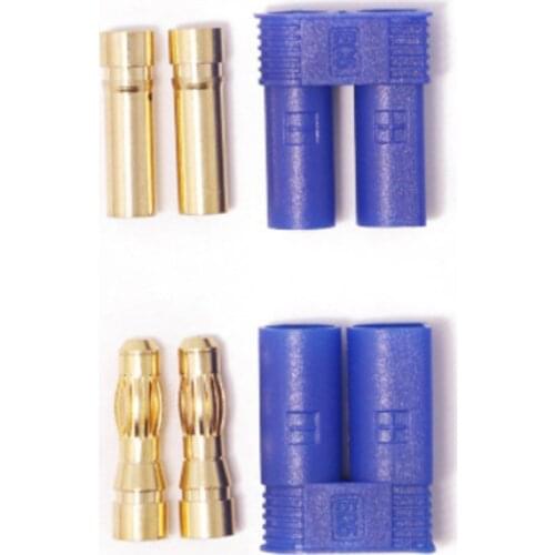 2sets 1set Male+1set Female EC5 Connector 5.0mm Banana Plug with Housing Sheath Bullet RC Parts For Lipo Battery blue