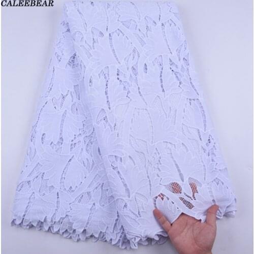 New Pure White African Lace Fabric 2020 High Quality Water Soluble Guipure Cord Lace Fabric Nigerian Wedding Lace Material S2026