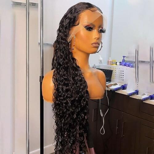 26Inch Long Black Kinky Curly Synthetic Lace Front Wig Glueless 13x4 Synthetic Lace Wigs For Women With Preplucked 180%Density