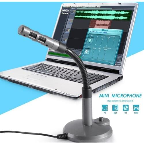 360° Adjustable USB Desktop Microphone Plug & Play Omnidirectional PC Laptop Computer Mic for Conference Call Voice Recording