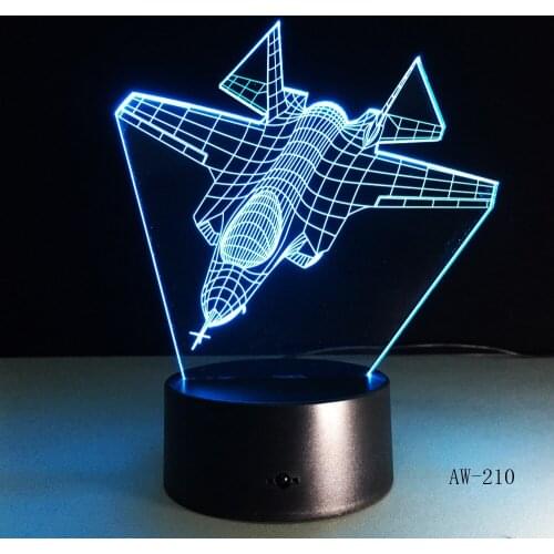 Air Plane 3D Night Light LED Remote Touch Fighter Table Lamp 3D Lamp 7 Colors Changing Indoor Lamp As Children Gift Toy AW-210