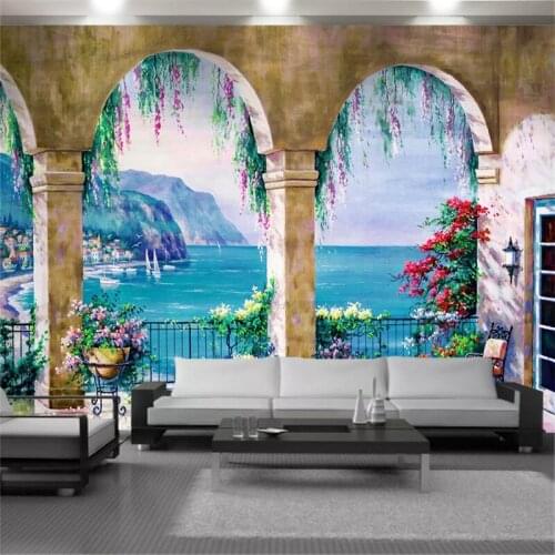 3d Wallcovering Wallpaper Beautiful Arches Brick Wall Seascape Living Room Bedroom Kitchen Home Decor Painting Mural Wallpapers