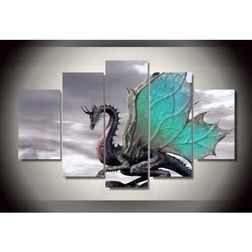 5 Pieces/Set Poster Cool Enchanting Dragon Wall Pictures For Living Room Unframed Modular Pictures Good Quality Canvas Painting