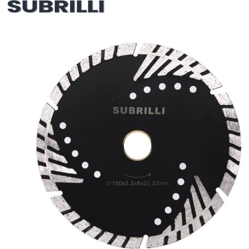 SUBRILLI 6” 150mm Diamond Cutter Wheel Metal Bond Diamond Saw Blade Turbo Tooth Saw Disk For Stone Granite Concrete