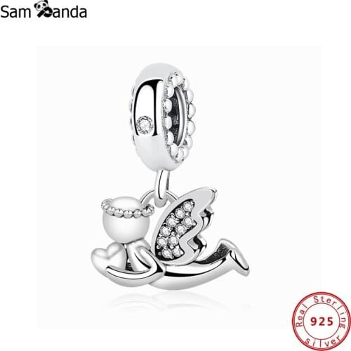 Authentic 100% 925 Sterling Silver Charms Beads Angel of Love Dangle Charm Fit Original Bracelets Women DIY Jewelry