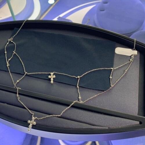 Brand 1:1Fashion Necklace Silver Color Simple Pearl Cross Pendant Micro Zirconia Women Luxury Brand MALTEST Jewelry