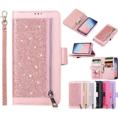 Case For Samsung Galaxy A8 2018 Plus Cover A8 A6 Bling Glitter Flip leather zipper wallet Case for Galaxy A6 Plus case kimTHmall