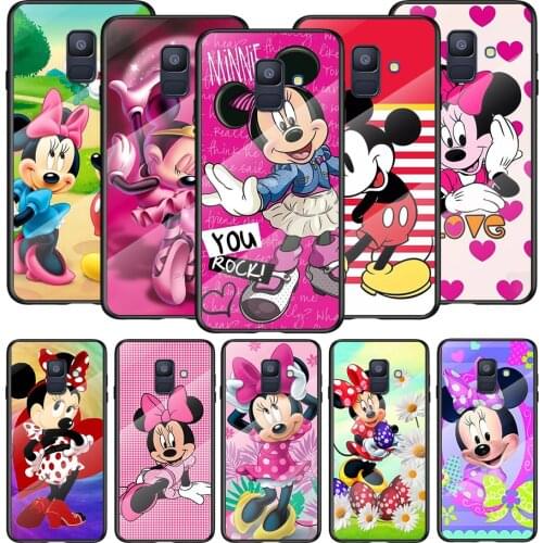 Tempered Glass Cover Disney Cute Mickey Minne For Samsung A91 A81 A72 A71 A52 A51 A41 A31 A21S A21EU A11 A01 Phone Case