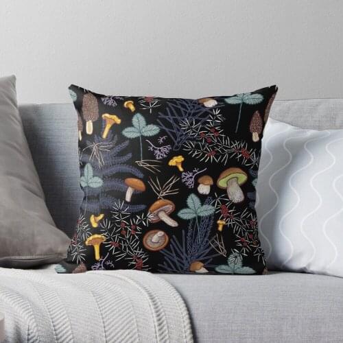 Dark Wild Forest Mushrooms Polyester Decor Pillow Case Home Cushion Cover 45*45cm
