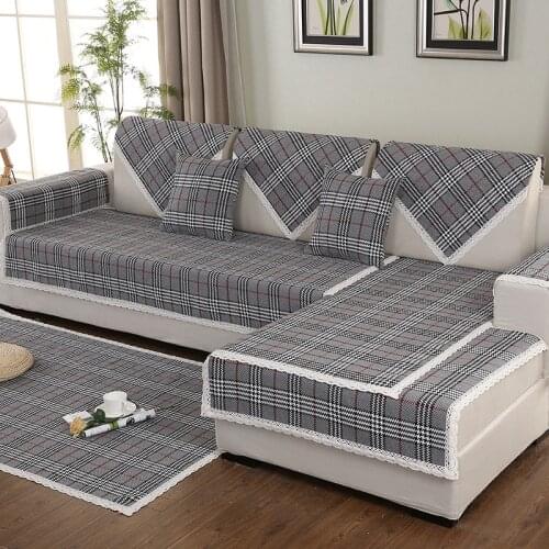 Elegant Linen Cotton Sofa Covers Cushion Four Seasons Non-slip Removable Sofa Towel Living Room Corner Couch Cover Armrest Towel