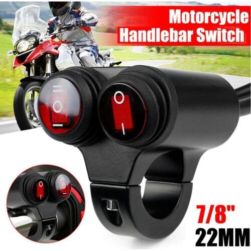7/8'' 22mm Motorcycle Handlebar Headlight Fog Spot Light Dual Button On Off Switch 12V Motorcycle Switch Parts Accessories
