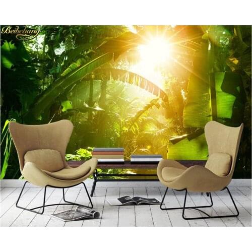Beibehang Custom Photo Wall paper Mural Sunny Green Forest TV Background Wall papel de parede wallpaper for walls 3 d