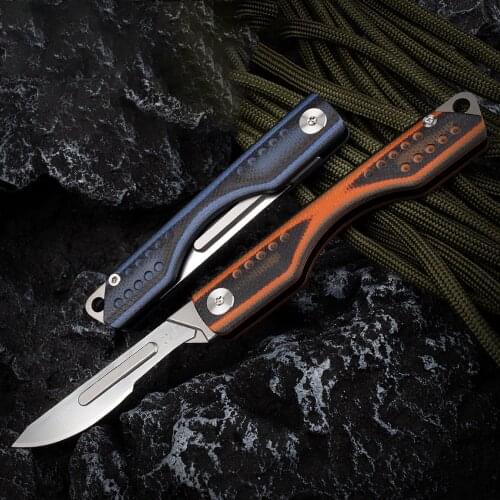 G10 New Mini Scalpel Fast Open Medical Folding Knife Outdoor Camping Self-defense Knife Portable EDC Multi-function Tool Knife