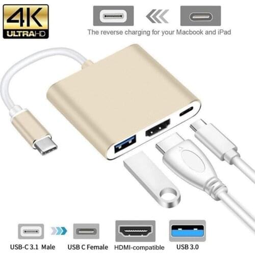 USB 3.1 To HDMI-compatible Converter Type C To HD 4K Adapter Cable For MacBook Samsung Galaxy S8/S9 HUAWEI P10