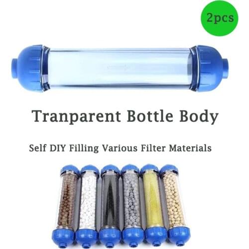 2pcs Transparent Water Filter Shell DIY Filter Tube For Air Dryer Filled With Several Materials