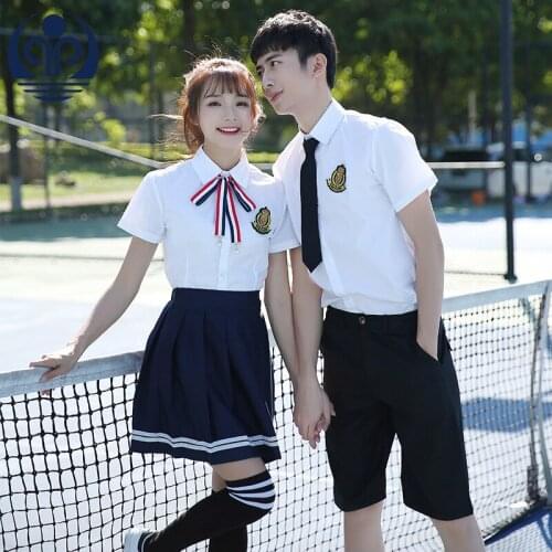 Summer Japanese/Korean Student Suit Cute Girls/Women Cosplay Sailor Suit School Uniforms Clothing Navy Top+Skirts D-0577