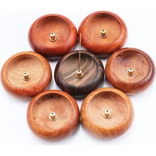 Round Mini Wood Incense Stick Holder Rosewood Style Incense Crafts Home Office Decoration