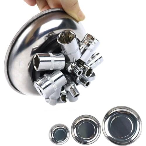 Circular Magnetic Tray 3"/4"/6" Magnetic Parts Bowl Stainless Steel Tool Tray For Nuts Bolts Screws Part Suction Storage Tools