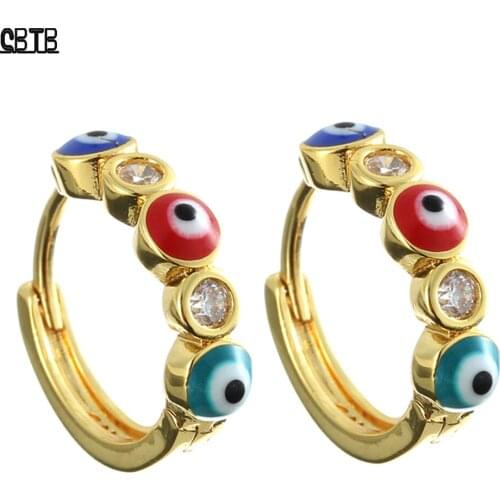 Fashion New Round Lucky Eye Crystal Lady Cute Funny Earrings Muslim Islamic High-end Jewelry Party Holiday Gift Wholesale