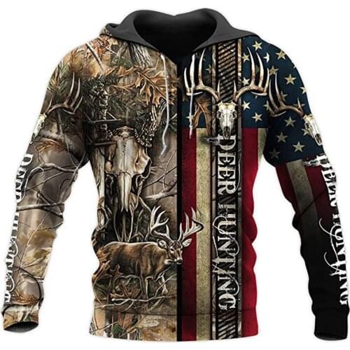 Deer hunting 3D Printed Mens Hoodies Harajuku Streetwear Autumn Hooded Sweatshirt Unisex Casual Jacket Tracksuits TD998877542