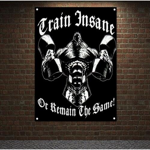 Man Muscular Body Wall Hanging Workout Inspirational Banners Flags Canvas Painting Run Yoga Dumbbells Fitness Poster Home Decor