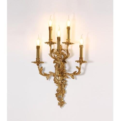 Bronze Golden W43cm H72cm Antique Brass E14 LED Wall Lamp Living Room Wall Light Lamparas de pared applique murale Luminaire