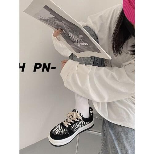2021 spring and autumn new ladies Korean all-match canvas shoes zebra pattern casual sneakers