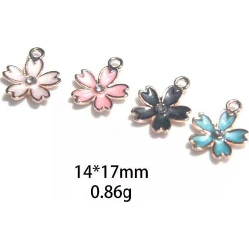 New Dripping Oil Pearlescent Sakura Series Alloy Jewelry Accessories DIY Handmade Accessories Necklace Earrings Bracelet Pendant