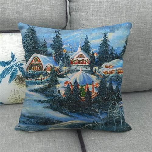 Wholesale pillowcase Beautiful country Christmas pillow cover linen/cotton sofa cushion cover decorative pillows