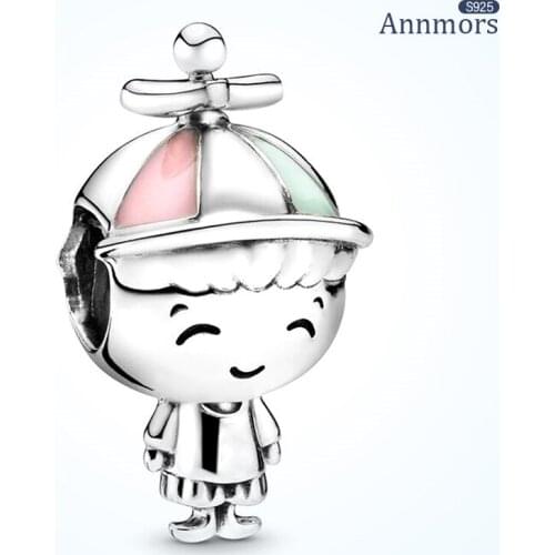 Vitality Boy Charm 925 Sterling Silver Fits Pandora Charms Bracelets for Woman Girl Beads Gifts for Women Bracelet and Necklace