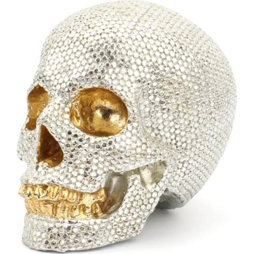 Luxury Style Golden Resin Craft Skull Horror Statue Creative Statue Sculpture Birthday Gift Home Office Vintage Decoration Skull