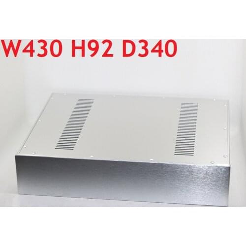 DIY Full Silver Power Amplifier Housing Preamp Headphone Amp Chassis D340 W430 H92 All Aluminum Tube Amplifier Case WA52