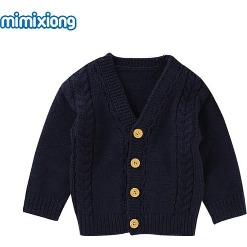 Baby Boys Sweaters Cardigans Autumn V Neck Long Sleeve Newborns Infant Knitted Jackets & Coats Winter Warm Toddler Kids Knitwear