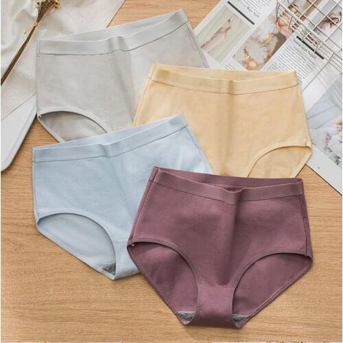 Cotton High Waist Underwear Breathable Panties Briefs Women Lingerie Girls Lifter Underpants Femme Intimates Solid Underpants