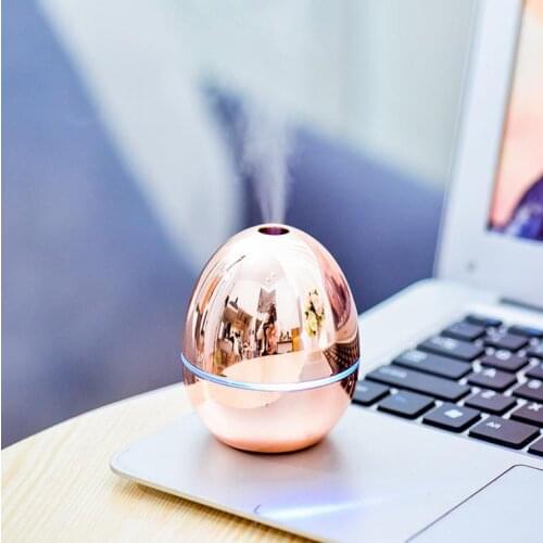 USB Portable Desktop Egg Air Humidifier Essential Oils Diffusers Mist For Home Office Bedroom Baby Room Car Metalic color 2pcs