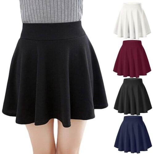 Womens Basic Flared Mini Skirt 6 Sizes Versatile Stretchy Casual Short Skirt for Summer Daily in Solid d88