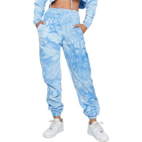 2020 Gothic Tie Dye Printed Women Casual Pants Autumn Clothes Floral Print High Waist Pencil Pants Casual Trousers for Women