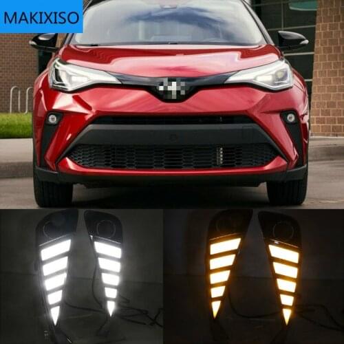 2PCS For Toyota C-HR CHR 2020 2021 Dynamic Turn Signal Waterproof ABS Car DRL Lamp LED Daytime Running Light Day light