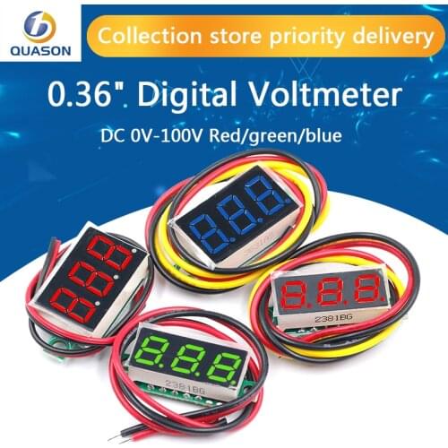 DC digital voltmeter head 0.36 " LED digital voltmeter DC 0-30.0V Motorcycle voltmeter Three-wire Red green blue