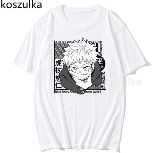 Japanese Anime Jujutsu Kaisen T Shirt Fashion Mens Kawaii Yuji Itadori Graphic Tee Shirt Male Cool Cartoon Unisex T-Shirt