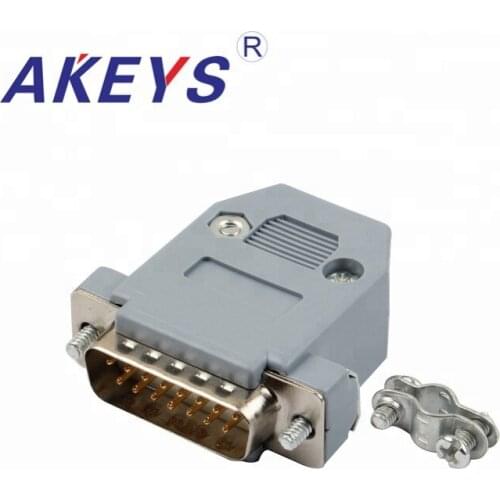 10PCS VGA Interface DB15 Pin Double Rows White Core Male VGA Adapter Interface Gray Plastic Shell