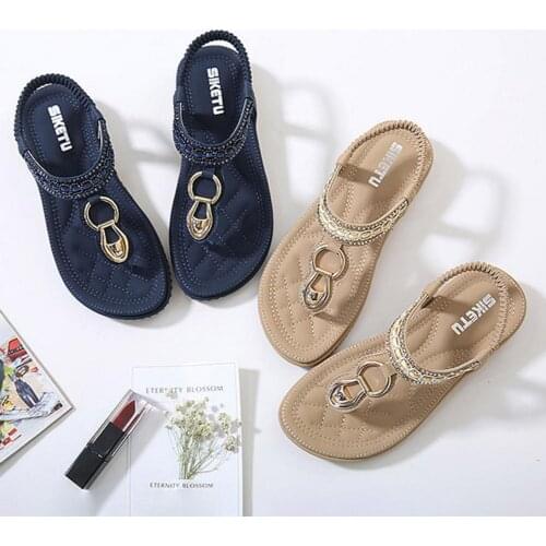 Summer Womens Sandals 2021 Fashion Metal Fat Bottom Female Clip Toe Shoes Outdoor Beach Ladies Sandal Woman