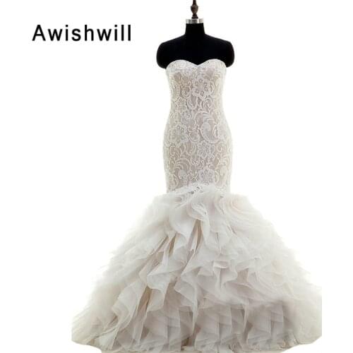 Fashion Bridal Gowns Sweetheart Neck Lace-up Back Lace Pleat Wedding Dress Vintage Wedding Dresses Custom Made 2020