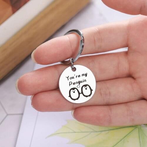 Fashion Cute Keychain Stainless Steel Key Chains You Are My Penguin Key Ring Couple Gift Valentines Day Gifts For Lovers
