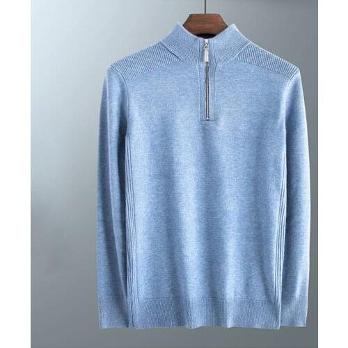 2020 Winter New Mens Warm Wool Sweater Business Fashion Slim Fit Thick Turtleneck Zip Sweater Male Brand Pullover Clothes