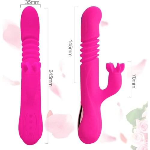 Heatable Stretch Rabbit Vibrators sex toys for women Clitoris Double Penetration G-Spot Vibrating Dildo for Vagina Masturbation