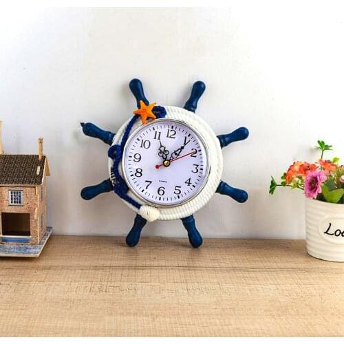 21.5CM Garden Wall Clock Mediterranean Style Outdoor Garden Wall Clock Handmade Wooden Crafts Wall Clock Home Decor Wall Clock