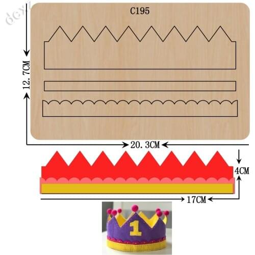 New Happy birthday, crown, card Wooden die Scrapbooking C-195 Cutting Dies Compatible with most die cutting machines