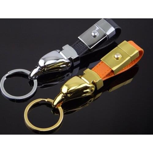 New Product Keychain Creative Gift Leather Car Keychain Metal Eagle Head Keyring