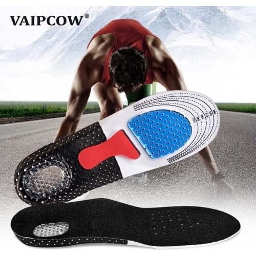 VAIPCOW Silicone Shoe Insoles Men Women Orthotic Arch Support Sport Shoe Pad Shock Absorption Soft Running Insert Cushion